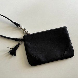 BLACK Coach Monogram Wristlet